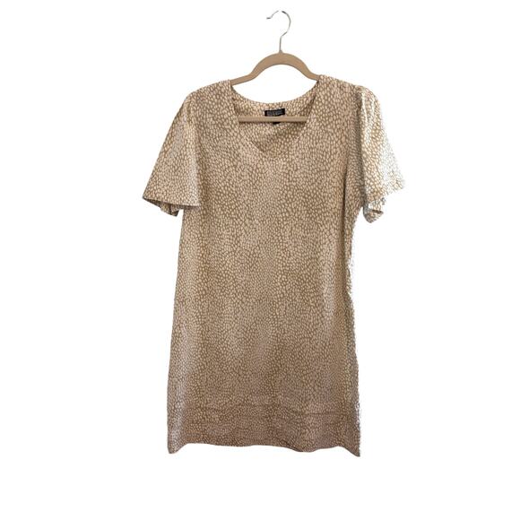 Original Nicole Miller M Dress Sheath Neutral Animal Print Flutter Sleeve Summer - Picture 1 of 7